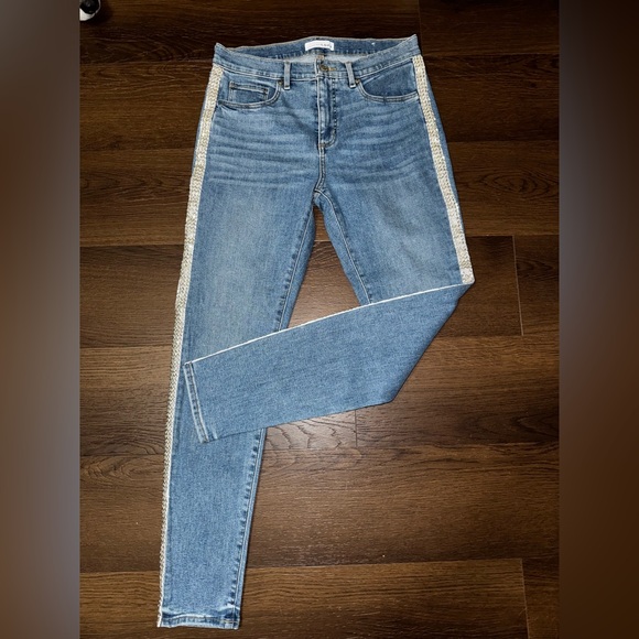 LOFT Beaded Side Stripe Skinny Jeans - Size 28/6 - Picture 2 of 6